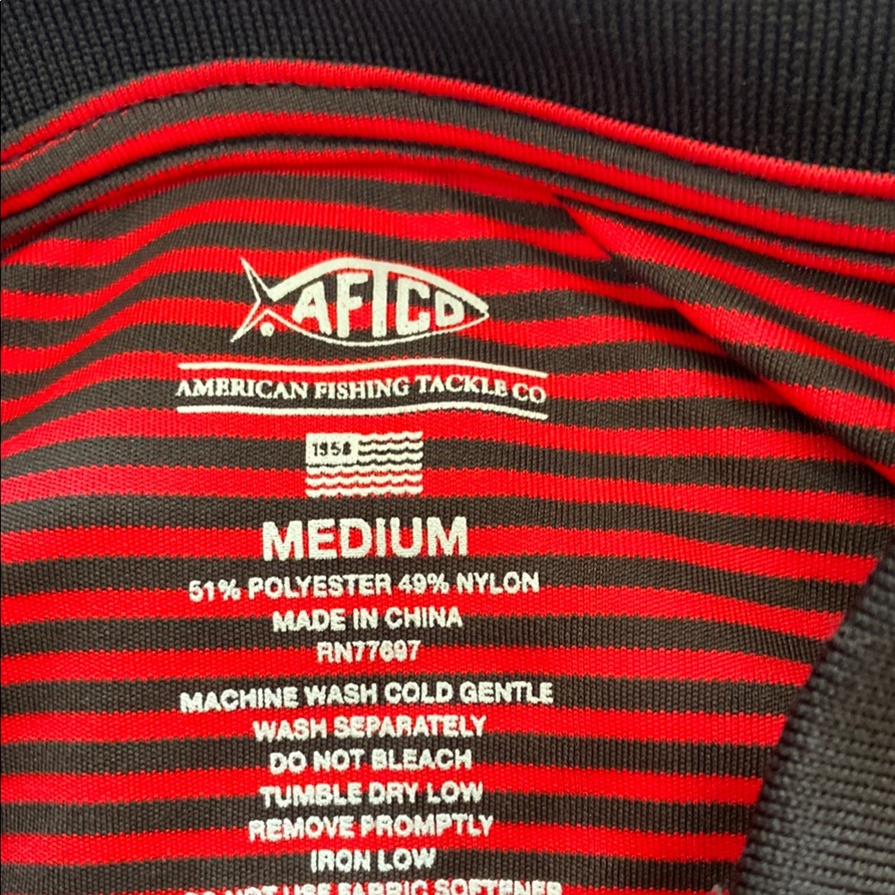 AFTCO Red and Black Striped Apparel